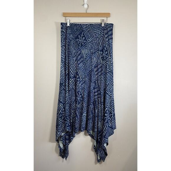 Lauren Ralph Lauren Top & Skirt Set NWOT Womens L Linen Blue White Geometric - Picture 3 of 7